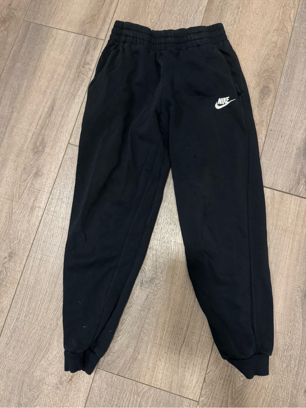 Nike Kids Black Jogger Sweatpants with White Swoosh